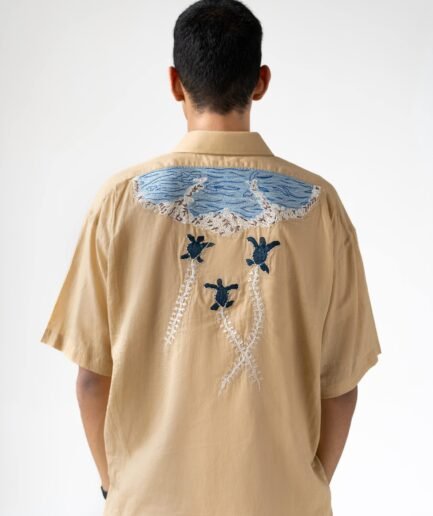 Camel Oversize fit shirt Embroidered