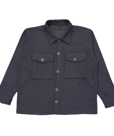 Steel Grey Double Pocket Jacket with Wooden Buttons